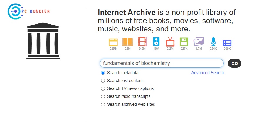 Internet Archive web search