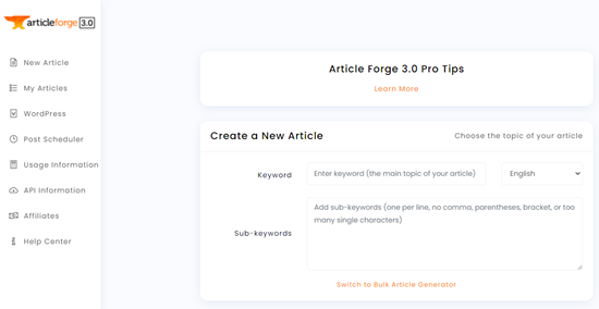 article forge interface