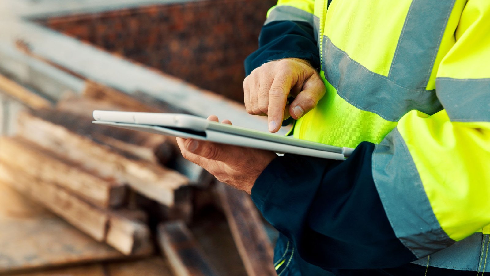 Digital management tools used directly on active job sites, AI generated